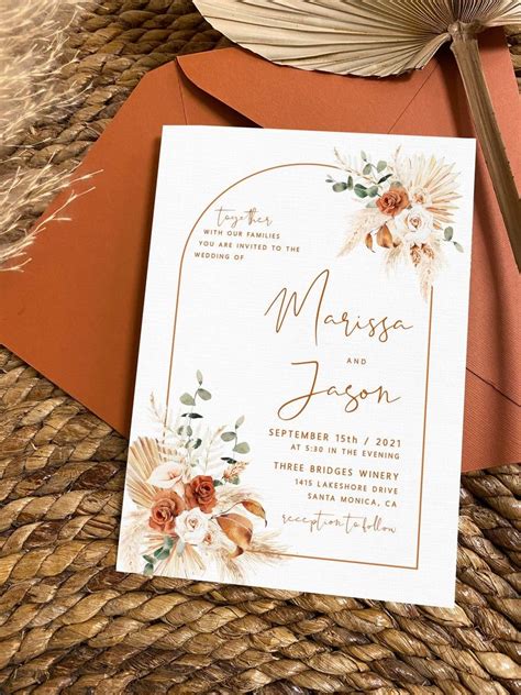 burnt orange wedding invitations